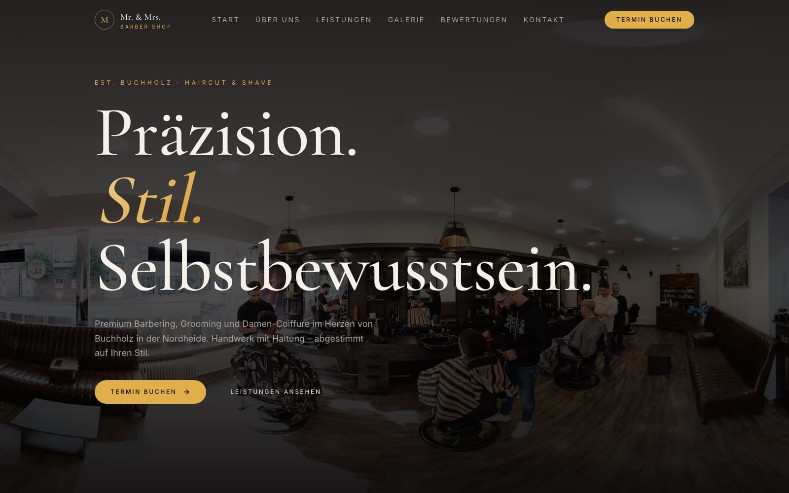 Startseite der Website von Mr. & Mrs. Barber Shop